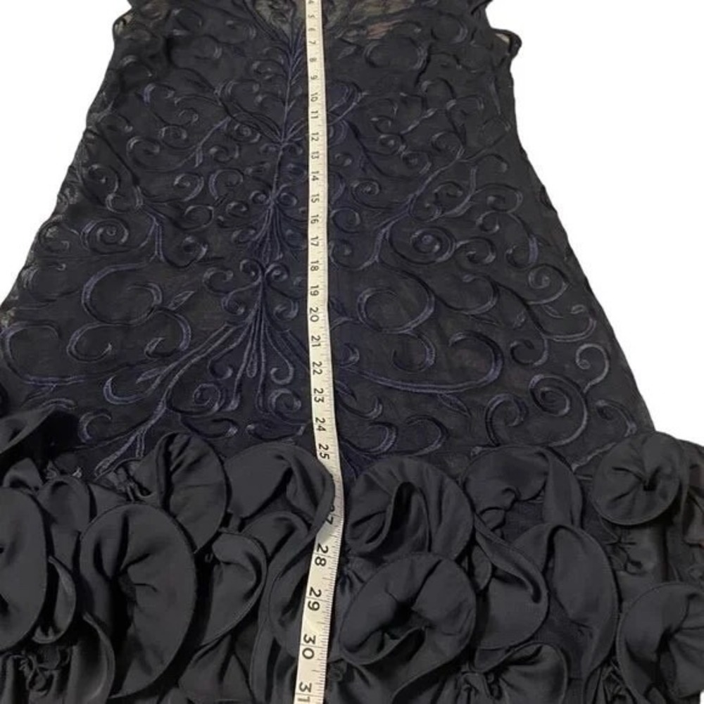 Floral Lace Ruffled Hem Sheath Blue Lace Sheath Dress by Jessica Simpson, Size 6 - Picture 5 of 6